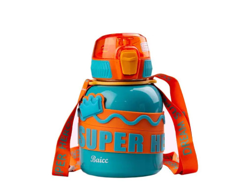 Термос дитячий Happy Life Super Hero Dream 560 мл з ремінцем, бірюзовий