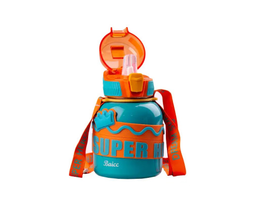 Термос дитячий Happy Life Super Hero Dream 560 мл з ремінцем, бірюзовий