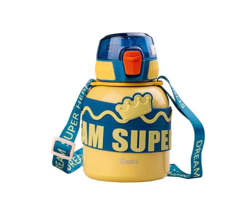 Термос дитячий Happy Life Super Hero Dream 560 мл з ремінцем, жовтий