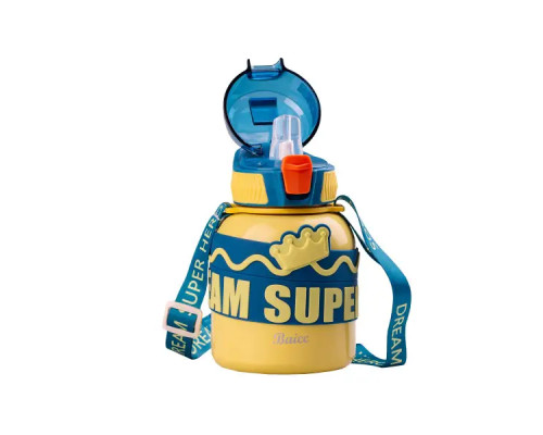 Термос дитячий Happy Life Super Hero Dream 560 мл з ремінцем, жовтий