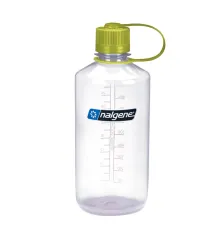 Пляшка для води NALGENE Narrow Mouth Sustain 1л - прозора із зеленою кришкою