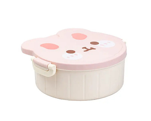 Ланч-бокс дитячий TS Kitchen зі столовими приборами Rabbit 18 х 18 х 7 см, рожево-білий