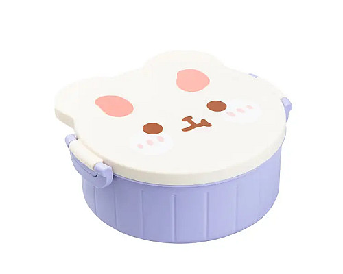Ланч-бокс дитячий TS Kitchen зі столовими приборами Rabbit 18 х 18 х 7 см, бузково-білий