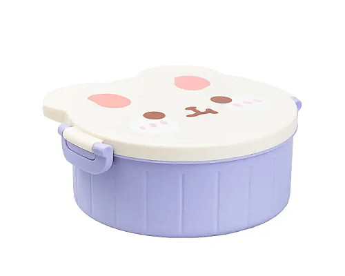 Ланч-бокс дитячий TS Kitchen зі столовими приборами Rabbit 18 х 18 х 7 см, бузково-білий