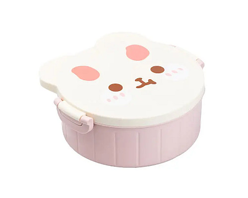 Ланч-бокс дитячий TS Kitchen зі столовими приборами Rabbit 18 х 18 х 7 см, біло-рожевий