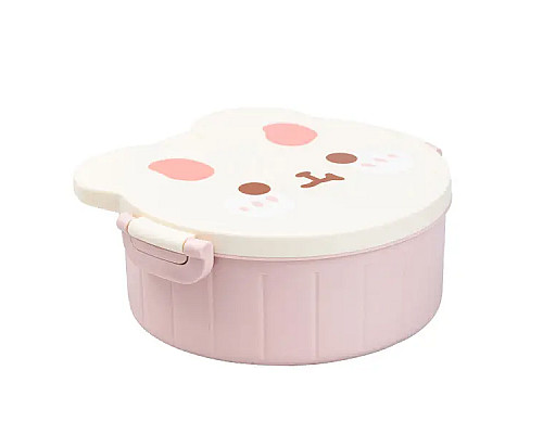 Ланч-бокс дитячий TS Kitchen зі столовими приборами Rabbit 18 х 18 х 7 см, біло-рожевий
