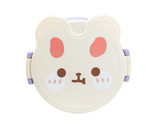 Ланч-бокс дитячий TS Kitchen зі столовими приборами Rabbit 18 х 18 х 7 см, біло-рожевий