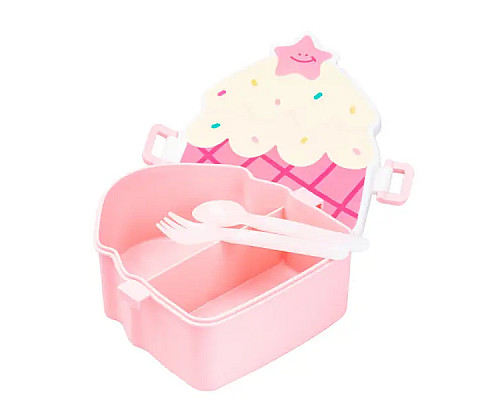 Ланч-бокс дитячий TS Kitchen зі столовими приладами Cake 20 х 18 х 8 см, рожевий