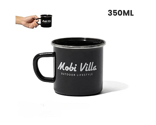 Чашка емальована Mobi Garden Villa NX21666069 350 мл, чорна
