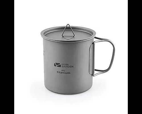 Чашка титанова з кришкою Mobi Garden NX20666039 450 мл, сіра