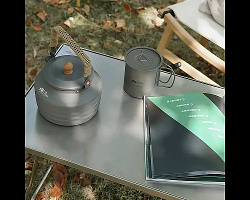 Чашка титанова з кришкою Mobi Garden NX20666039 450 мл, сіра