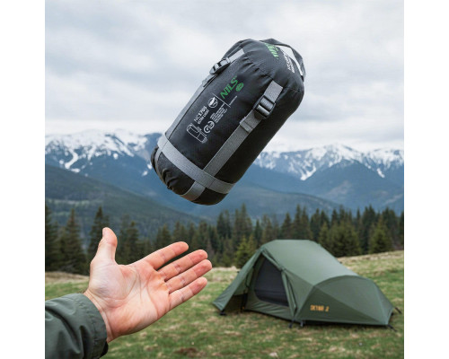 Спальний мішок NILS CAMP NC1705 ULTRA LIGHT 215 х 75 см, чорно-зелений