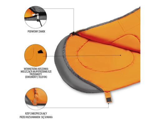Спальний мішок розмір L NILS CAMP NC2008 сіро-помаранчевий