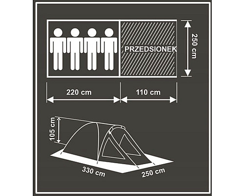 Enero NAMIOT 4 OSOBOWY COMFORT 330x250x105CM ENERO CAMP
