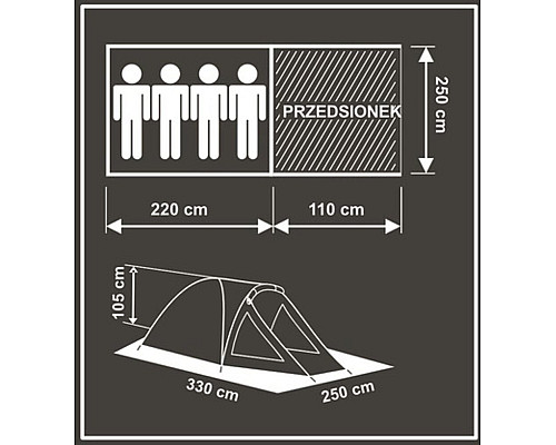 Comfort 4-місний туристичний намет 330x250x105см Enero Camp