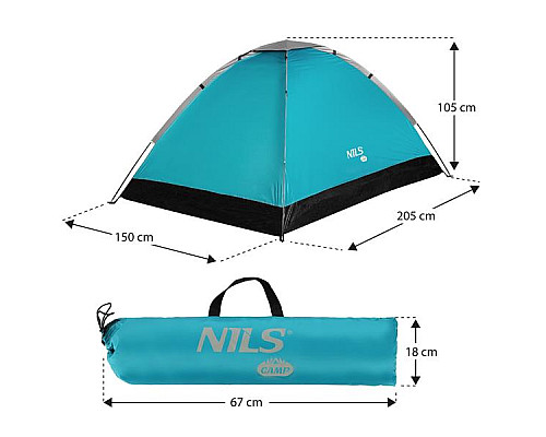 Намет двомісний NILS CAMP NC3021, 205 х 150 х 105 см, блакитний
