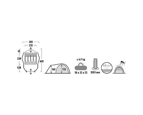 Намет High Peak Almada 4.0 N-сірий