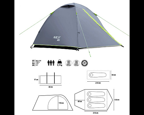 Намет кемпінговий NILS CAMP EXPLORER NC6004 сірий