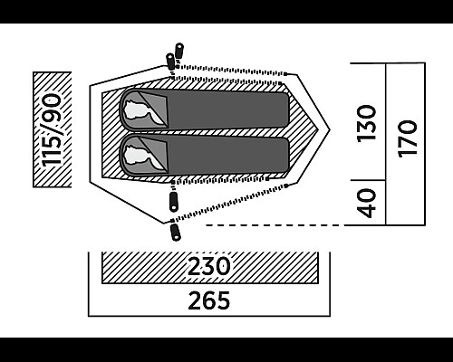 Намет двомісний Easy Camp Sarek 2, 265 х 95 х 170 см, темно-зелений