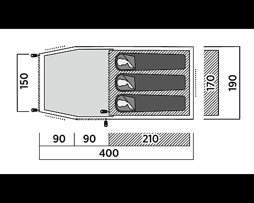 Намет тримісний Easy Camp Hemsedal 3, 400 х 120 х 190 см, зелений