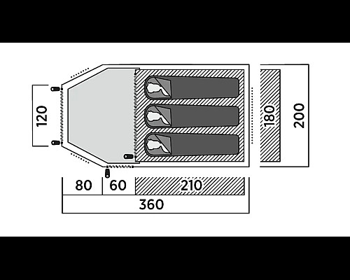 Намет тримісний Easy Camp Lomsdal 3, 360 х 130 х 200 см, зелений