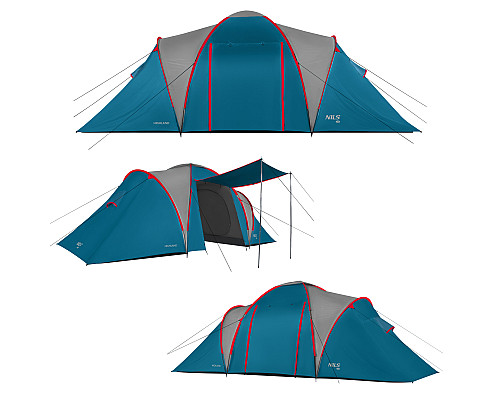 Намет шестимісний NILS CAMP NC6031 Highland, 570 х 210 х 200 см, синьо-сірий