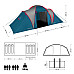 Намет шестимісний NILS CAMP NC6031 Highland, 570 х 210 х 200 см, синьо-сірий