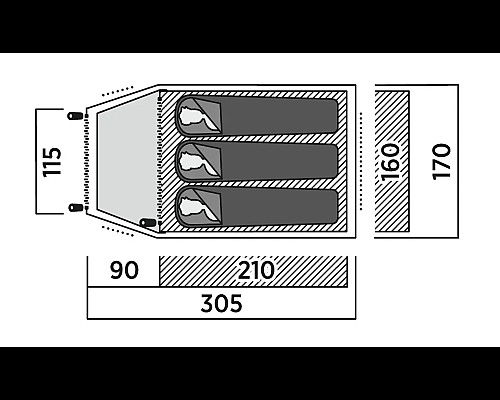 Намет тримісний Easy Camp Setesdal 3, 305 х 120 х 170 см, зелений