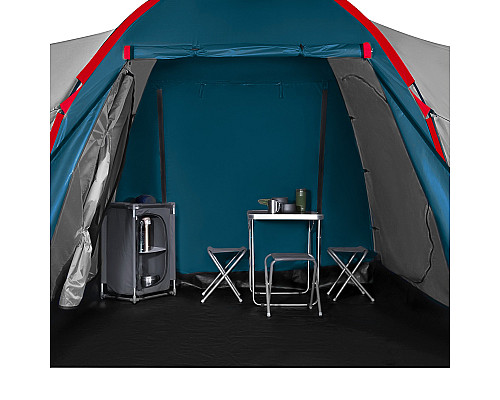 Намет чотиримісний NILS CAMP NC6431 Highland IV, 450 х 210 х 190 см, синьо-сірий
