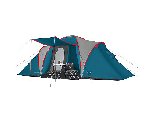 Намет чотиримісний NILS CAMP NC6431 Highland IV, 450 х 210 х 190 см, синьо-сірий
