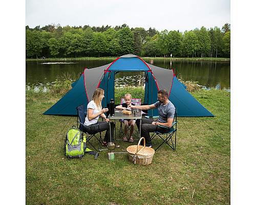 Намет чотиримісний NILS CAMP NC6431 Highland IV, 450 х 210 х 190 см, синьо-сірий