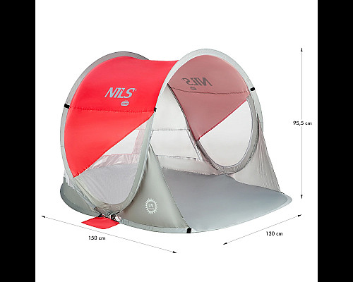 Намет пляжний NILS CAMP NC3142, червоно-сірий