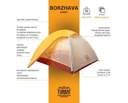 Намет Turbat Borzhava 2 Alu -  жовтий