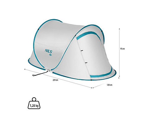 Намет двомісний саморозкладний NILS CAMP NC3743, світло-сірий