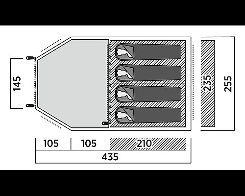 Намет чотиримісний Easy Camp Hidra 4, 435 х 180 х 255 см, зелений