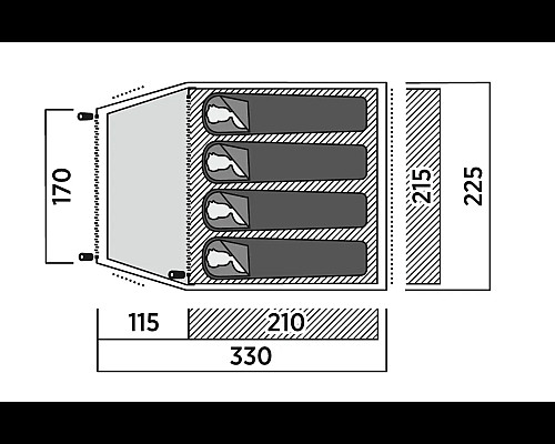 Намет чотиримісний Easy Camp Setesdal 4, 330 х 130 х 225 см, зелений