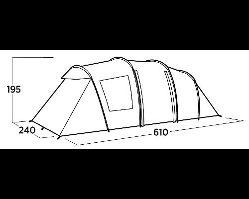 Намет шестимісний Easy Camp Leka Twin 6, 610 х 195 х 240 см, зелений