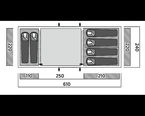 Намет шестимісний Easy Camp Leka Twin 6, 610 х 195 х 240 см, зелений