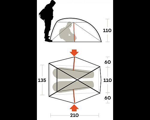 Намет двомісний Ferrino Nemesi 2 Pro, 210 х 230 х 110 см, зелений