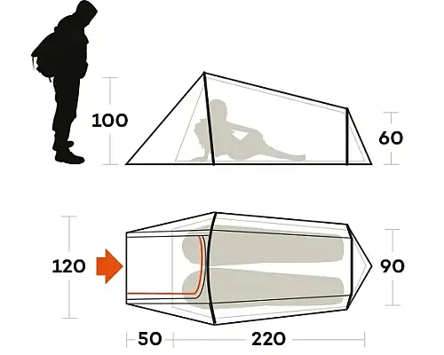 Намет двомісний Ferrino Sling 2 Blue, 270 х 120 х 100 см, синій