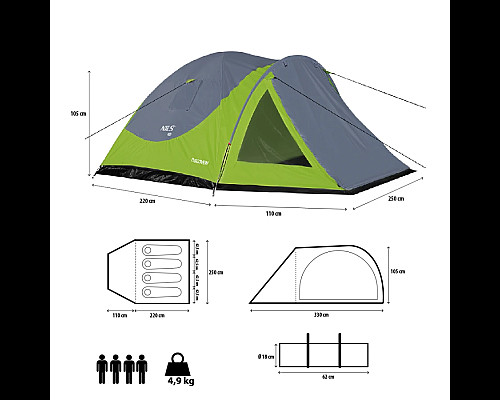 Намет кемпінговий NILS CAMP DISCOVERY NC6006 зелено-сірий