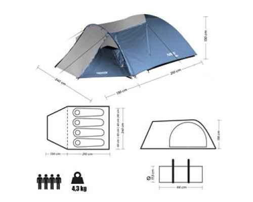 Кемпінговий намет NILS CAMP NC6012 TREKKER сіро-блакитний