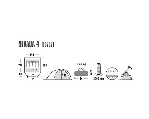 Намет чотиримісний High Peak Nevada 4 Dark Grey/Red (10207)