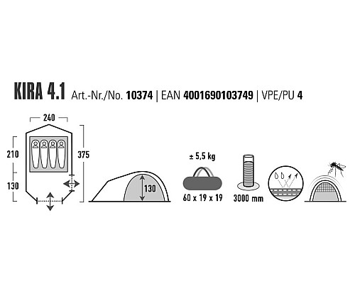 Намет чотиримісний High Peak Kira 4.1 Deep Forest (10374)