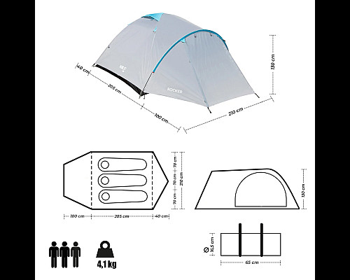 Намет кемпінговий NILS CAMP NC6013 ROCKER сірий