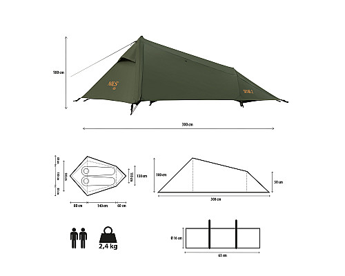 Намет туристичний двомісний NILS CAMP NC2502 ULTRA LIGHT SKYAIR, зелений