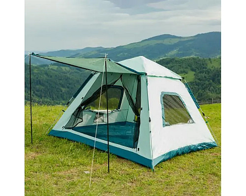 Намет туристичний тримісний LU005BL, 235 х 235 х 155 см з тентом, синій