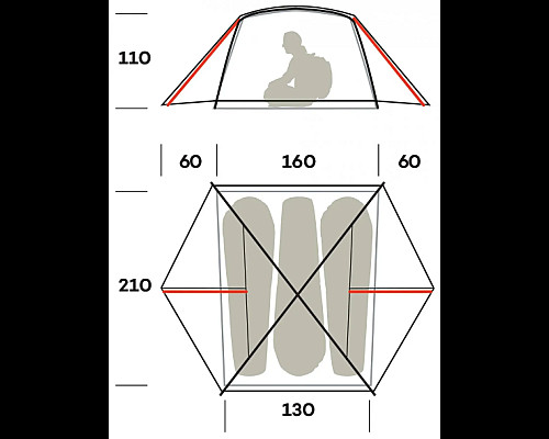 Намет тримісний Ferrino Nemesi 3 Pro, 210 х 280 х 110 см, зелений