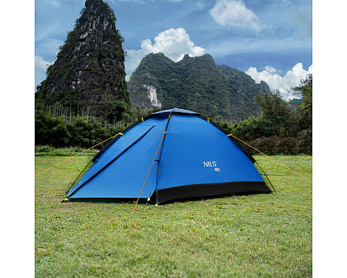 Намет кемпінговий двомісний NILS CAMP NC6033 NIGHTFALL, сіро-блакитний