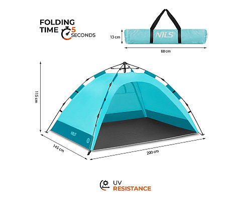 Намет пляжний саморозкладний NILS CAMP NC4802, блакитний